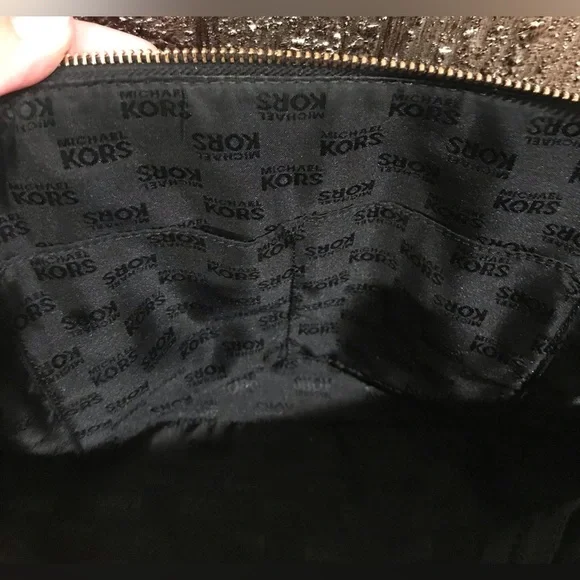 MICHAEL KORS Cindy Large Leather Dome Satchel Black Handbag/Crossbody W/Gold - Picture 16 of 17